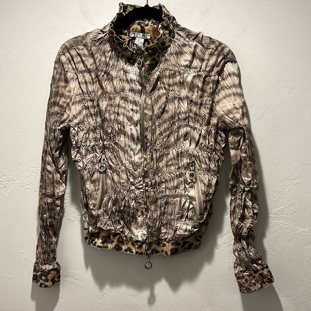 Alberto Makali Crinkled Jacket Animal Print Women’s Size Small